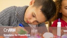  Presentation with young children - Amazing PPT theme having young mixed race children doing backdrop and a coral colored foreground