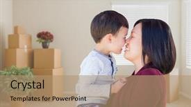  Presentation with mother child - Slide set enhanced with young mixed race chinese mother background and a coral colored foreground