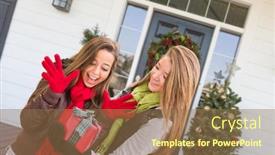  Presentation with race - PPT layouts featuring young-mixed-race-girls-holding background and a coral colored foreground