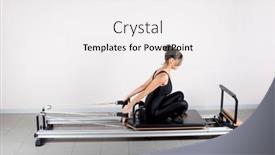  Presentation with pilates - Presentation theme enhanced with young-mixed-race-woman-exercising background and a white colored foreground