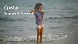  Presentation with race - Beautiful PPT theme featuring young mixed race woman walking backdrop and a gray colored foreground