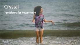  Presentation with race - Audience pleasing presentation design consisting of young mixed race woman walking backdrop and a gray colored foreground