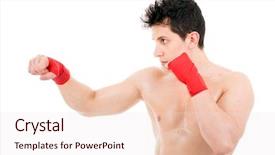  Presentation with mma - Amazing PPT theme having young mma fighter isolated backdrop and a lemonade colored foreground