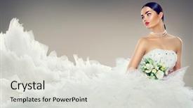 Presentation with elegant wedding - Theme enhanced with wedding dress with long train background and a light gray colored foreground