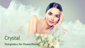  Presentation with elegant wedding - Presentation theme having wedding dress with long train background and a sky blue colored foreground