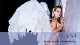  Presentation with angel wings - PPT layouts consisting of young model with angel wings background and a light blue colored foreground