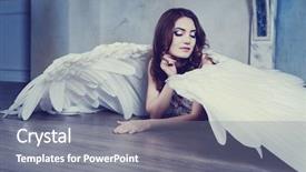  Presentation with angel wings - Slides consisting of young model with angel wings background and a gray colored foreground