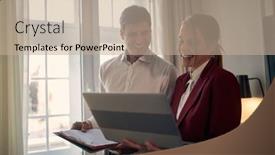  Presentation with modern - Slide set consisting of young-modern-couple-preparing background and a coral colored foreground