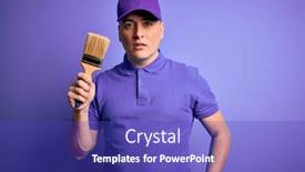  Presentation with purple paint - PPT layouts having young-modern-decorator-painter-man background and a royal blue colored foreground