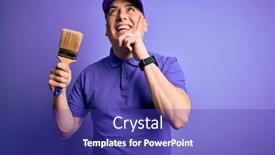  Presentation with purple paint - Cool new slide set with young-modern-decorator-painter-man backdrop and a royal blue colored foreground