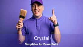  Presentation with purple paint - Audience pleasing slide set consisting of young-modern-decorator-painter-man backdrop and a royal blue colored foreground