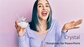  Presentation with bowl - Slides featuring young-modern-girl-holding-bowl background and a light blue colored foreground