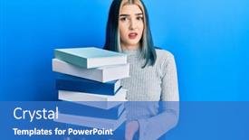  Presentation with pile - Slide deck having young-modern-girl-holding background and a teal colored foreground