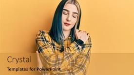  Presentation with self love - Amazing slides having young-modern-girl-wearing-casual backdrop and a gold colored foreground