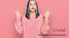  Presentation with wool - PPT theme featuring young-modern-girl-wearing-pink background and a coral colored foreground