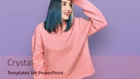  Presentation with far away - Presentation design consisting of young-modern-girl-wearing-pink background and a coral colored foreground