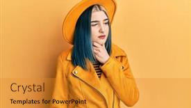  Presentation with infection - Audience pleasing PPT theme consisting of young-modern-girl-wearing-yellow backdrop and a gold colored foreground