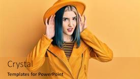  Presentation with deaf - Beautiful slide deck featuring young-modern-girl-wearing-yellow backdrop and a gold colored foreground