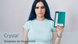  Presentation with hair - Presentation featuring young-modern-girl-with-blue background and a sky blue colored foreground