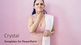  Presentation with sore throat - Slide set featuring young-modern-girl-with-blue background and a soft green colored foreground