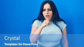  Presentation with hair care - PPT theme having young-modern-girl-with-blue background and a teal colored foreground