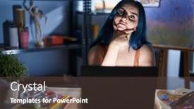  Presentation with blue night - Slide deck featuring young-modern-girl-with-blue background and a tawny brown colored foreground