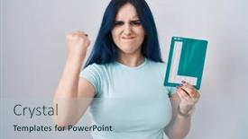  Presentation with hair - Presentation theme featuring young-modern-girl-with-blue background and a  colored foreground