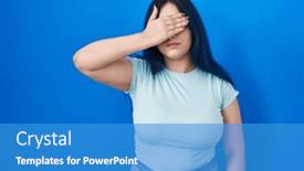  Presentation with sad girl - Presentation featuring young-modern-girl-with-blue background and a teal colored foreground