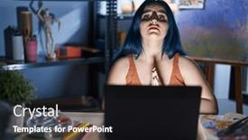  Presentation with blue night - Slide set enhanced with young-modern-girl-with-blue background and a  colored foreground