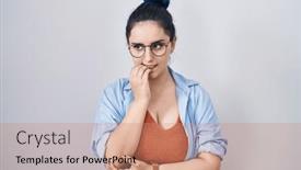  Presentation with nails - Presentation consisting of young-modern-girl-with-blue background and a coral colored foreground