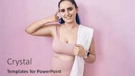  Presentation with great idea - PPT theme consisting of young-modern-girl-with-blue background and a lemonade colored foreground