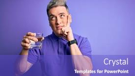  Presentation with fresh water - Audience pleasing slides consisting of young-modern-man-drinking backdrop and a cobalt blue colored foreground