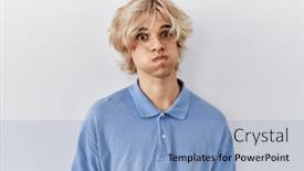  Presentation with puffing - Presentation theme featuring young-modern-man-standing-over background and a light blue colored foreground