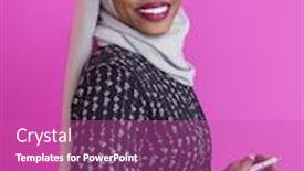  Presentation with hijab modern - PPT theme featuring young-modern-muslim-african-business background and a purple colored foreground