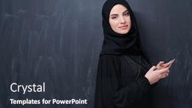  Presentation with hijab modern - Slides with young-modern-muslim-business-woman background and a wine colored foreground