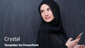  Presentation with hijab modern - Colorful theme enhanced with young-modern-muslim-business-woman backdrop and a wine colored foreground