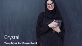  Presentation with hijab modern - Presentation theme enhanced with young-modern-muslim-business-woman background and a tawny brown colored foreground