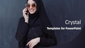  Presentation with hijab modern - Audience pleasing PPT theme consisting of young-modern-muslim-business-woman backdrop and a wine colored foreground