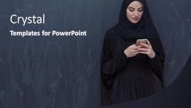  Presentation with hijab modern - Audience pleasing presentation theme consisting of young-modern-muslim-business-woman backdrop and a tawny brown colored foreground