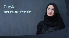  Presentation with hijab modern - Audience pleasing presentation theme consisting of young-modern-muslim-business-woman backdrop and a ocean colored foreground