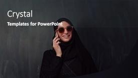  Presentation with hijab modern - Presentation design consisting of young-modern-muslim-business-woman background and a  colored foreground