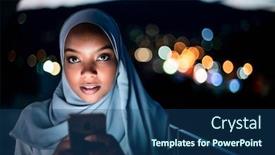  Presentation with night city - Audience pleasing slide deck consisting of young-modern-muslim-woman-wearing backdrop and a ocean colored foreground