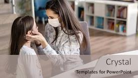  Presentation with mom - Theme with young-mom-protect-her-child background and a light gray colored foreground