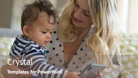  Presentation with mom baby - PPT layouts consisting of young-mom-with-baby-girl background and a violet colored foreground