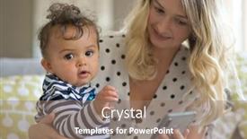  Presentation with mom baby - PPT theme enhanced with young-mom-with-baby-girl background and a coral colored foreground
