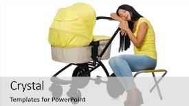  Presentation with mom baby - Presentation theme with young mom with baby background and a light gray colored foreground