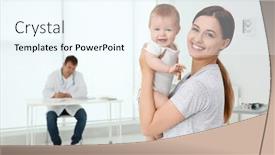  Presentation with baby doctor - Slides consisting of young mother and baby girl in doctor's office background and a cool aqua colored foreground