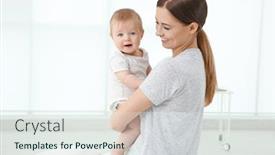  Presentation with baby doctor - Theme featuring young mother and baby girl in doctor's office background and a sky blue colored foreground