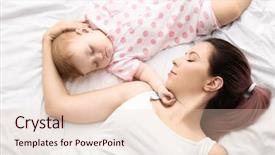  Presentation with baby sleeping - Colorful slide deck enhanced with young mother and cute baby backdrop and a lemonade colored foreground
