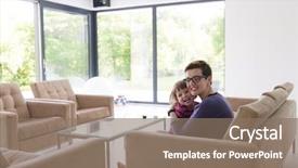  Presentation with villa - Cool new presentation theme with young mother and cute little backdrop and a coral colored foreground